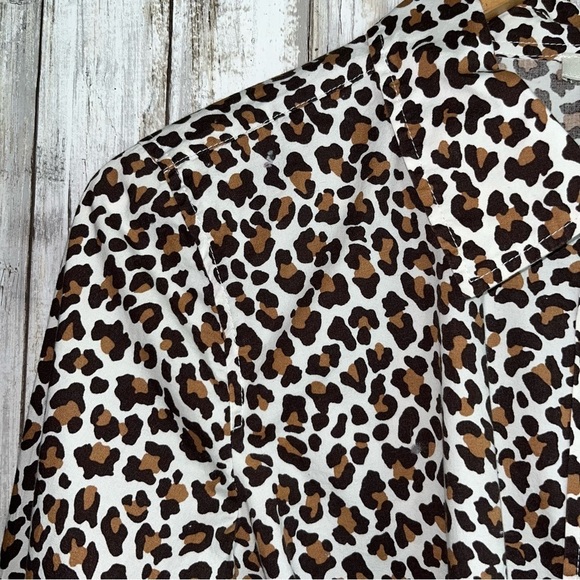 Talbots Leopard Print Cotton Button Down - Picture 4 of 5